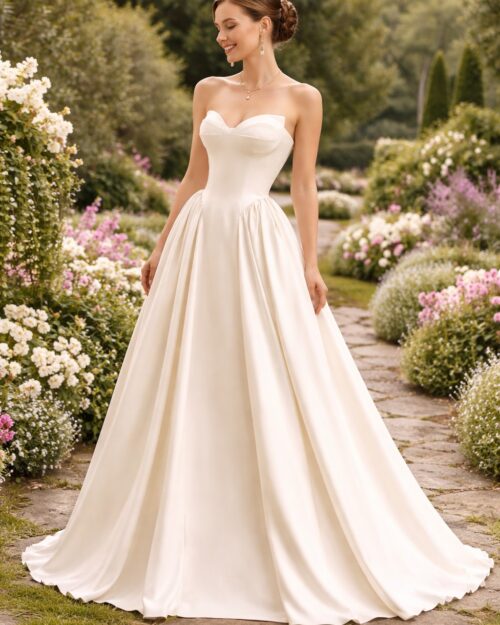 Луксозна булчинска рокля от сатен Alfa Brides 40019 в ivory